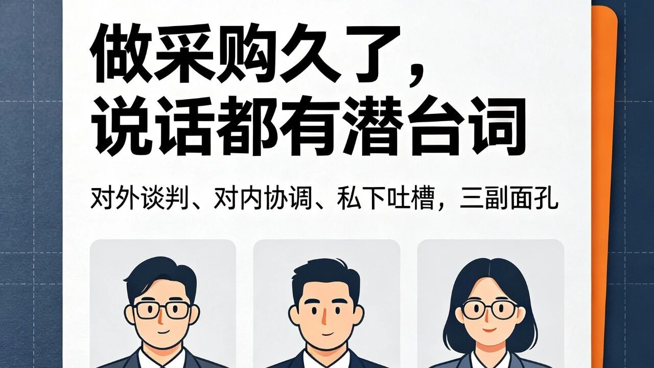 做采购十年，张口闭口三套话术，分人说话